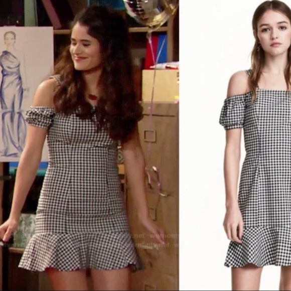 Cold Shoulder Black and White Gingham Print Bodycon Mini Dress - Picture 2 of 11